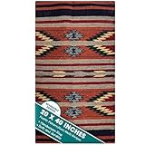 Onyx Arrow - Southwest Décor Area Rug - Large Boho Aztec Style Rug for Bedroom, Living Room,Outdoor Spaces - Modern Washable Carpet for Native Home Decor-(Pueblo Pattern,Rust/Multi-Stripes)40x 20 inch