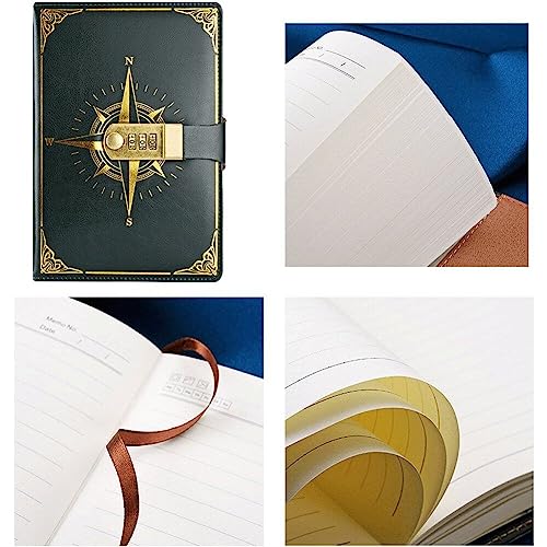 Carnet de notes A5 en cuir vintage avec cadenas à code robuste - 3