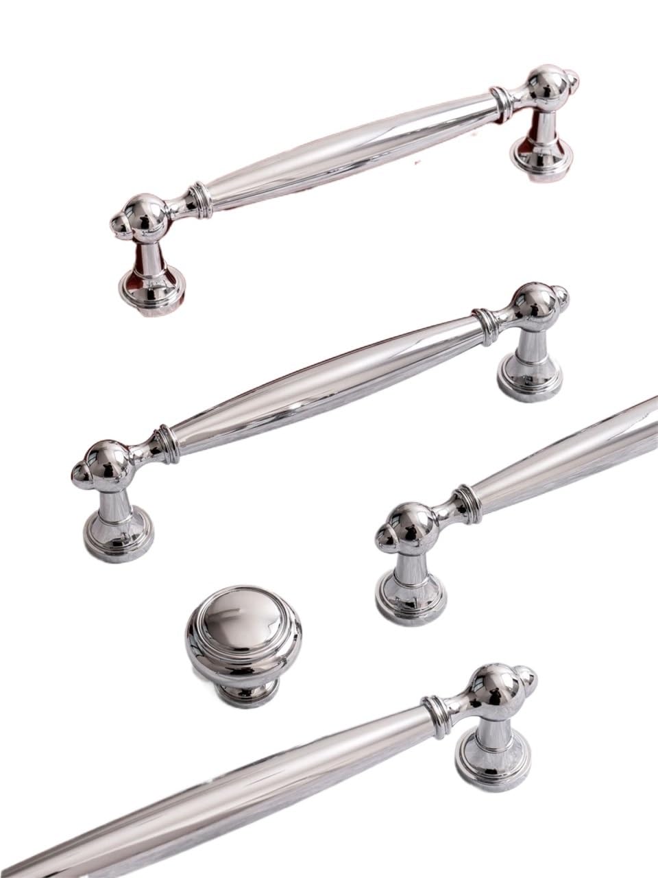 Gwyzax Pitch-Row-160Mm Antique Cabinet Pulls Solid Brass Cabinet Pulls Chrome Silver Kitchen Drawer Handles 5In
