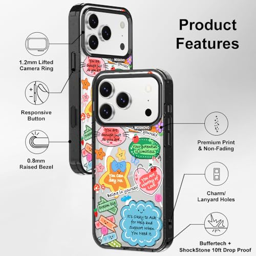 MOSNOVO for iPhone 17 Pro Case, Fit for MagSafe, Military-Grade Drop Protection, Shockproof Bumper, Cute Women Girl Magnetic Phone Case for iPhone 17 Pro, Self Love Club/Black by MOSNOVO - Used condition - Image 8