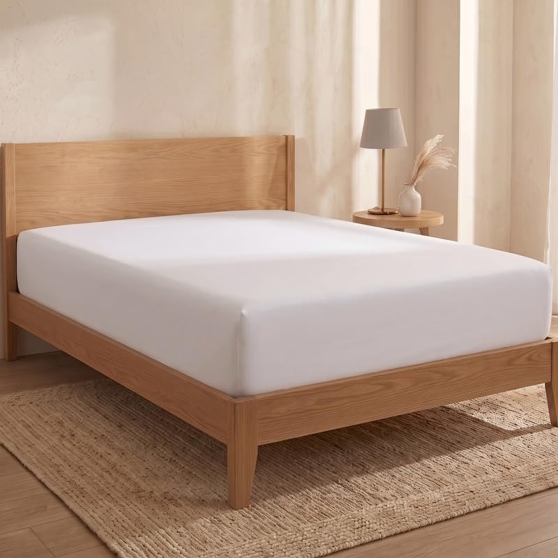 Bioweaves 100% Organic Cotton Super King Fitted Sheet, GOTS Certified, 300 Thread Count Breathable Bottom Sheet, 14 Inch Deep Pocket, All-Around Elastic, 183 x 200 cm, White — image 1