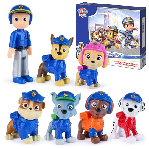 Paw Patrol Search & Rescue Team Pack with 7 Collectible Action Figures, Including Ryder & 6 Pups, Kids Toys for Boys & Girls Ages 3 and Up