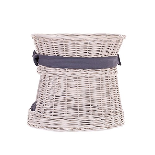 e-wicker24 Panier en Osier Blanc Igloo pour Chat lit Double Maison intérieure pour Chat avec lit sur Le Dessus Grotte Confortable canapé pour Chat Panier avec Coussin Doux en Osier Solide
