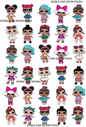 30 x LOL Dolls Characters Party Stand UP Edible Paper Cupcake Toppers Cake Decorations