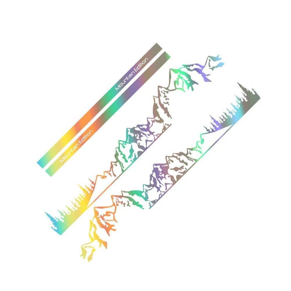 Car Mountain Tree Stickers for Transporter T4 T5 T6 Camper Van Motorhome DIY Decals Accessories(Colorful Laser,SWB)