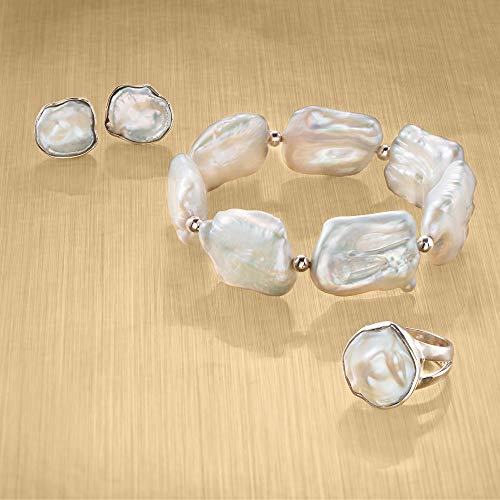 Ross-Simons 17-20mm Cultured Baroque Pearl Stretch Bracelet With Sterling Silver3