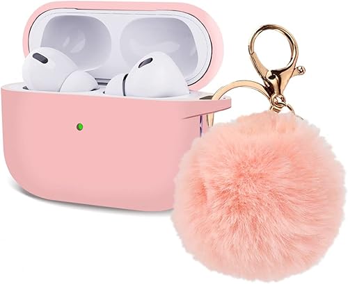Funda para Airpods Pro de 2 generación, funda para AirPods Pro 2, bonita funda con llavero y bola de pompones para mujeres y niñas, funda de Funda para Airpods Pro de 2 generación, funda para AirPods Pro 2, bonita funda con llavero y bola de pompones para mujeres y niñas, funda de