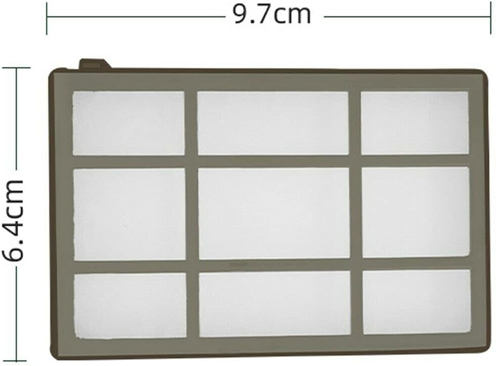 Dimensions of the Dxyue primary filter, measuring 9.7 cm in length and 6.4 cm in width.