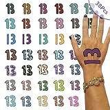 38 Pcs Hand Tattoos 13 Temporary Tattoo, Lucky Number 13 Temporary Tattoo, 13 Hand Tattoo for Parties, Concert, Festivals & Events, Fun Art Accessories
