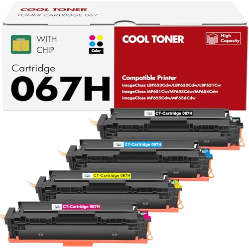 067H 067 Toner Cartridge Set MF654CDW Compatible Replacement for Canon Color ImageCLASS MF656CDW MF655CDW MF653CDW LBP632CDW LBP633CDW Printer 4 Pack High Yield Ink (Black Cyan Yellow Magenta)