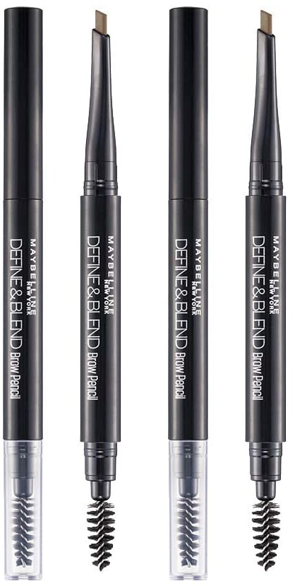 New York Brow Pencil, With Spoolie, Long-lasting and Natural-looking Results, Define & Blend Brow Pencil, Natural Brown, 0.16 g (Pack of 2)