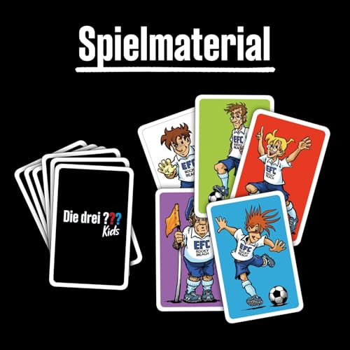 KOSMOS 741808 Die drei ??? Kids Fußball-Alarm, Kartenspiel für 2-4 Spieler ab 8 Jahren, Detektiv Kinderspiel, Die drei Fragezeichen, Fussball Kartenspiel