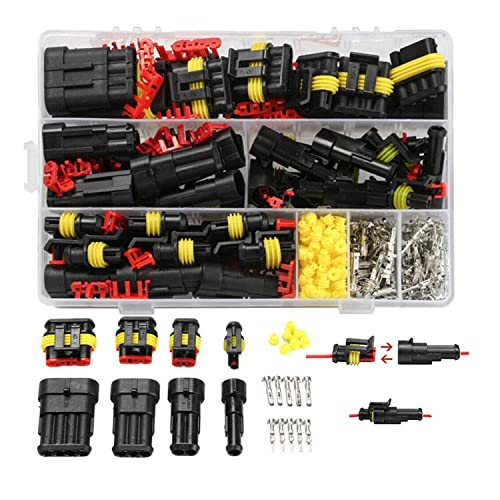 MCUILEE 352 conectores eléctricos impermeables para coche, 1 2 3 4 pines, kit de conectores de cable eléctrico para motocicleta, auto, scooter, camión, barco Cover