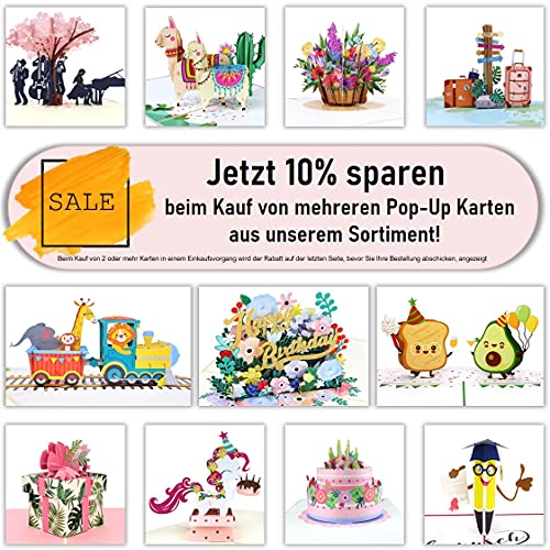 MOKIO® Pop-Up Baby-Karte – Schaukelpferd Junge blau – 3D Glückwunschkarte zur Geburt/Geburtstag eines Jungen… – Bild 8