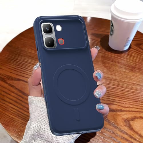 Image of Pikkme Back Cover for Infinix Note Edge 5G Soft Matte Silicone Mag-Safe Design (Mag-Safe Not Support) Camera Protection | Slim Fit Bumper Cover (Blue)