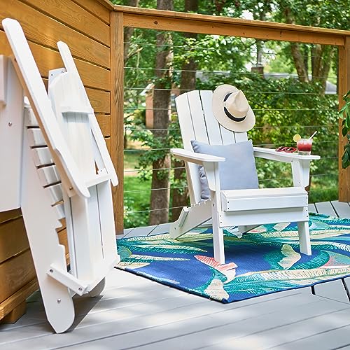 Shine Company 7626Wt Seaside Mid-Century Modern Resin Folding, White Adirondack Chair #TOP2