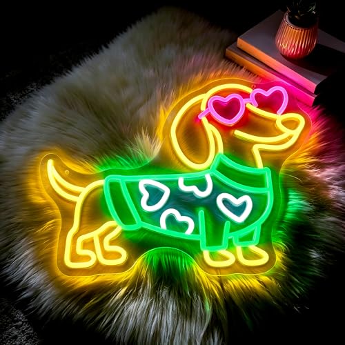 Image of Happy Dog Neon Sign for Wall Decor Light Up Sign Led Signs for Room Party Home Wall Decor USB Powered