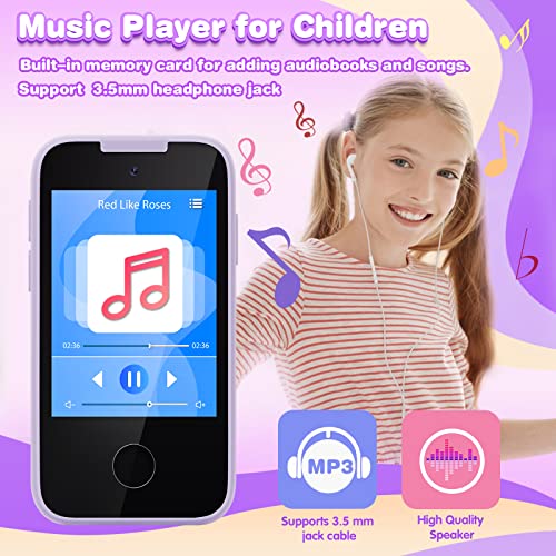 Toys For 3 4 5 6 Year Old Girls Kids Phone, Touchscreen Kids Camera With Dual Camera, Music Player, Habit Tracker, Games, Alphabet, Educational Toys Birthday Gifts For Girls Ages 3-6 With Sd Card #TOP4