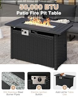 Aoxun Aluminum Patio Furniture Set with Fire Pit Table, 5 Piece Luxury Outdoor Sectional with 6" Olefin Fabric Cushions, Patio Conversation Sets with Waterproof Cover for Backyard, Porch Dark Grey