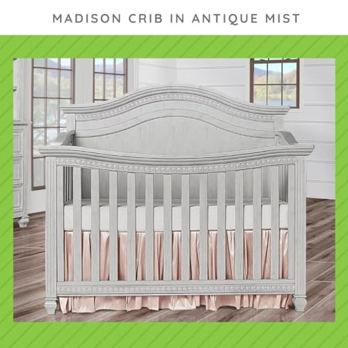 Image of Toddler Bed Safety Guard Rail for Evolur Baby Convertible Cribs - Solid Wood Rail for Convertible Crib to Toddler Bed Conversion - Safety Bed Rail for Children (Antique Mist, Model 811)