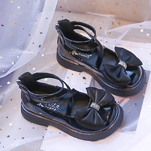 Fashion Spring and Summer Children Casual Shoes Girls Leather Shoes Thick Soles High Top Back Zippers Girls Rain Boot (Black, 4-4.5 Years Toddler)4