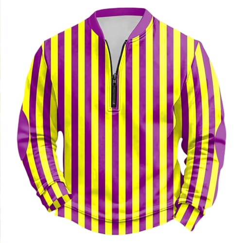 Sweat-shirt à rayures Carnival col rond et demi-zip décontracté style streetwear pour homme