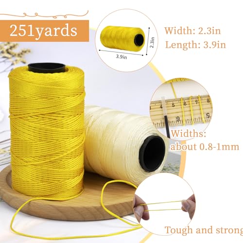 LEREATI Polyester Macrame Cord 1mm x 230m, Polyester Yarn for Crocheting, Braided Polypropylene Crochet Bag Cord Macrame Yarn for Handbag, Beading, DIY Crafts (Camel)