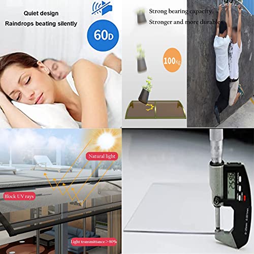 Patio Door Window Awning Canopy Aluminum Bracket Polycarbonate Cover Front Door Outdoor Awning Canopy For Window, Porch Shade, Patio, Roof (Color : Champagne Color, Size : 120X300Cm) #TOP3