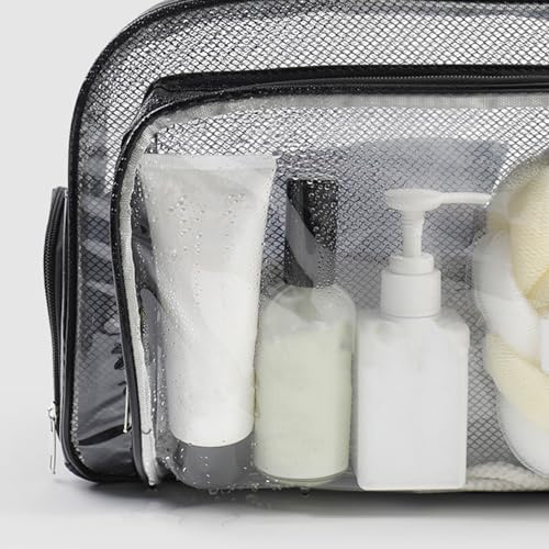 Large Mesh Beach Pool Tote Bag Beach Bag Dry Wet Separation Water Repellent PVC Transparent Window Swimming Pool Bag for Travel Clothes Shoes 6