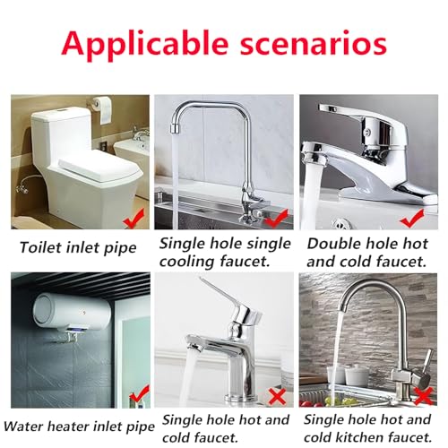 Qrity 2 Stück G 1/2 x G 1/2 Edelstahl-Geflechtschlauch, Flexibles Wasserrohr für Badezimmer, WC, Wasserhähne, Küchenspüle, Wasserzulaufschläuche, 10 cm