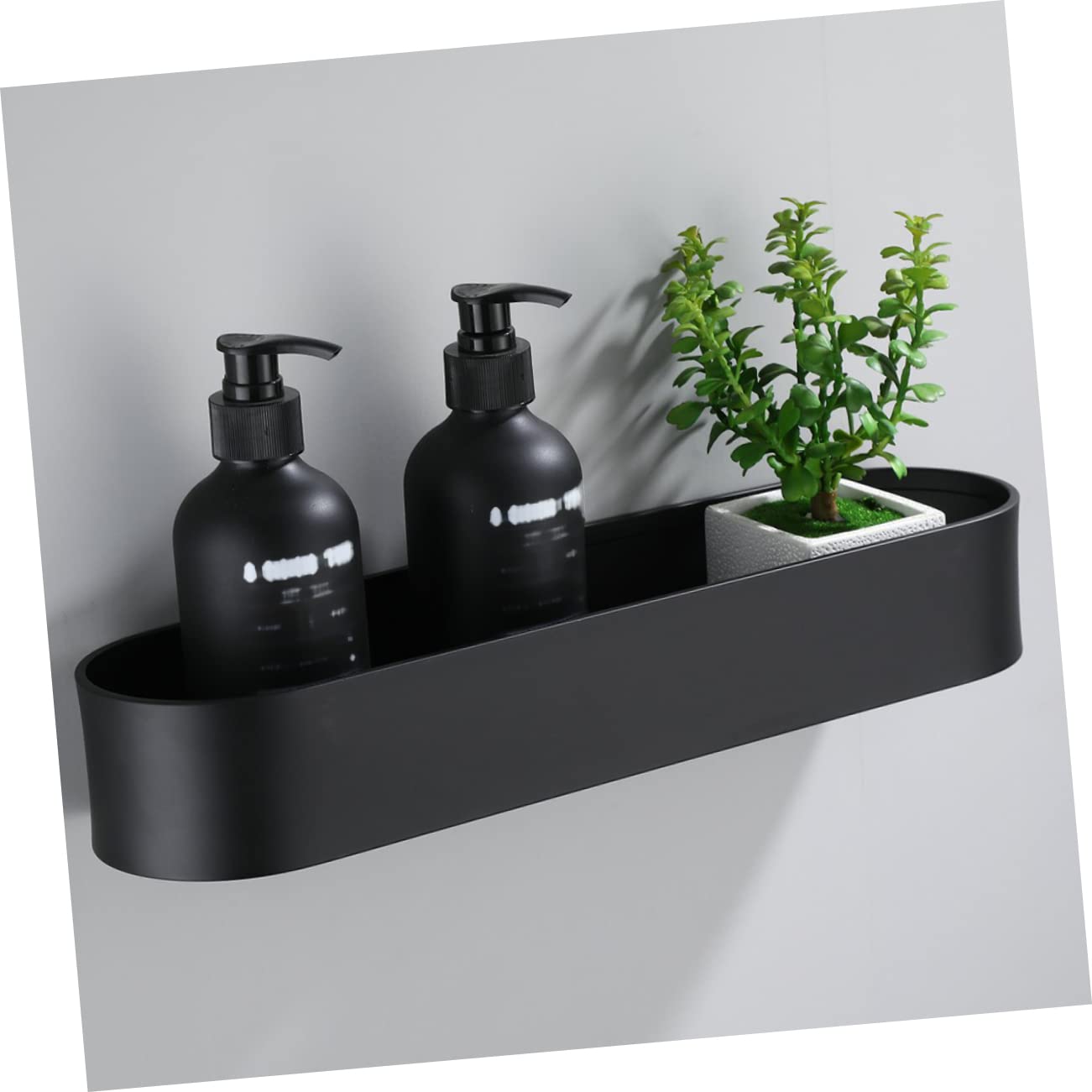 LIFKOME Estante de Pared de Aluminio Adhesivo Negro para Baño y Hogar
