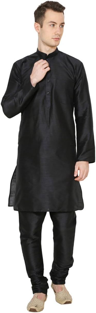Wonderctaft Men's Silk Blend Solid Kurta Pyjama
