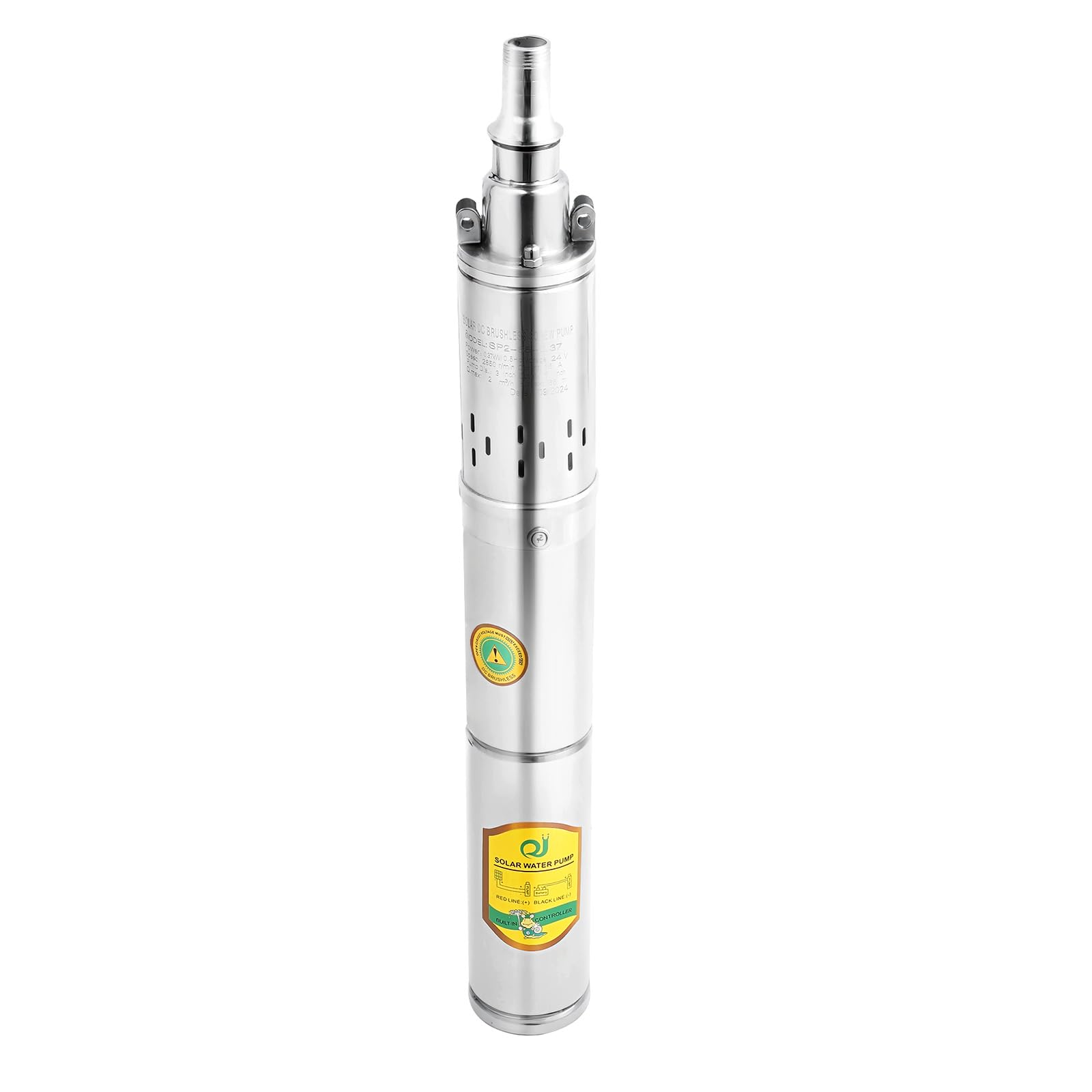 Bomba para pozos profundos, 24 V y 370 W, bomba sumergible de acero inoxidable, flujo máximo 2 m³/h, bomba sumergible solar para riego industrial de jardines