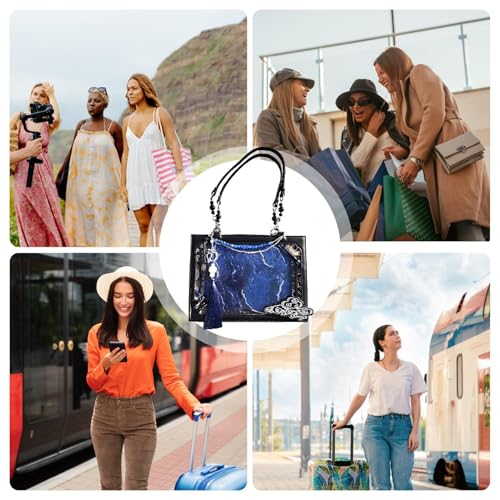 Shoulder Bag - Travel Tote Bag,Ancient Chinese Style, Transparent Window Design, Large Capacity For Business Commute4