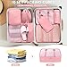 10 Set Packing Cubes for Travel, Travel Packing Cubes with Hanging Toiletry Bag and Shoe Bag, Suitcase Luggage Organizer Bags for Travel Essentials Women Men (Pink)
