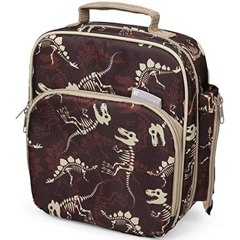 Bentology Lunch Bag Kit - Durable Insulated Tote Bag with Handle and Bottle Holder Set Includes 2 Containers & Ice Pack - BPA & PVC Free - Fossil Cover