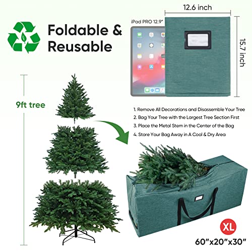 Baleine 9 Ft Christmas Tree Storage Bag, Heavy Duty 900D Oxford Fabric With Reinforced Handles And Dual Zippers Wide Opening, Extra Large Storage Container For Trees And Decorations (Green) #TOP1