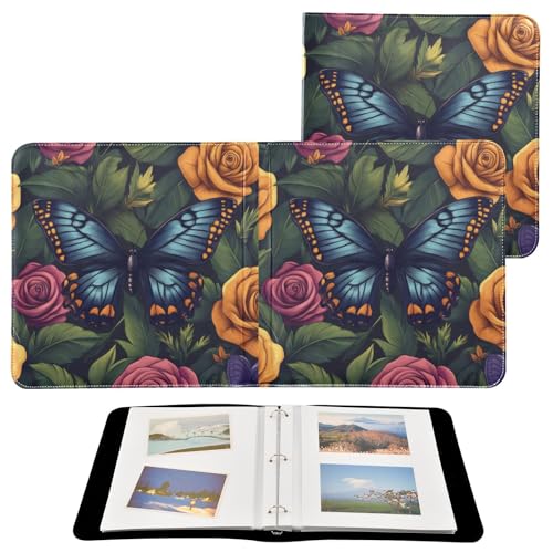 Álbum de fotos adhesivo DIY estuche de mariposas y rosas con anillos 3, 40 páginas 8x10 para recuerdos miniatura 2