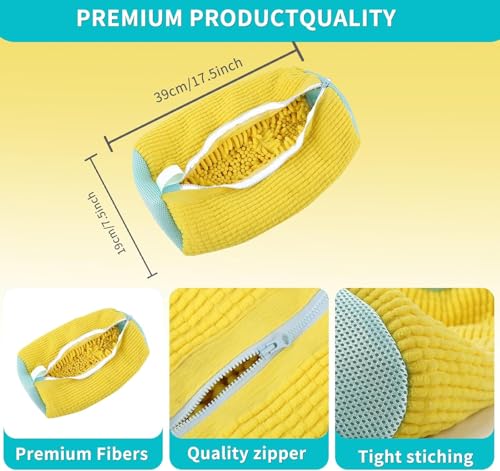 Image of Glivary Shoe washing machine bag, Laundry shoe pouch for washer and dryer, Reusable and Durable Zipper Plush Washing Machine Bag for Sneakers, Delicates and Toys(Laundry Bag) (yellow, pack of1)