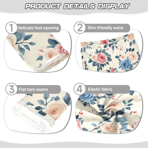 ZZKKO Girls Leggings Beautiful Roses Flowers with Leaves Toddler Girls Clothes Leggings for Girls Toddler Girls Leggings 3-4T3