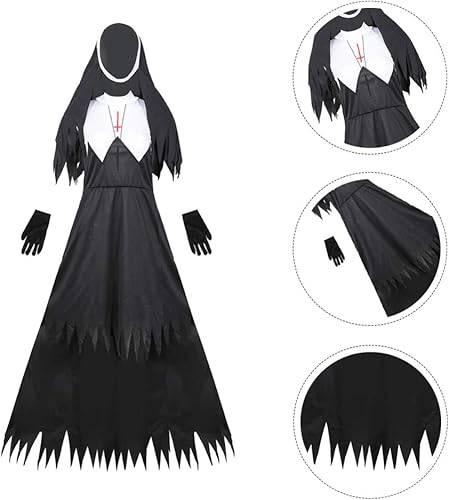 Miniatura 8 de KESYOO - Disfraz de monja de Halloween para adultos