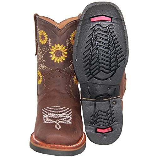 Kids Western Boot Girls Floral Sunflower Embroidered Cowgirl Cowboy Boot4