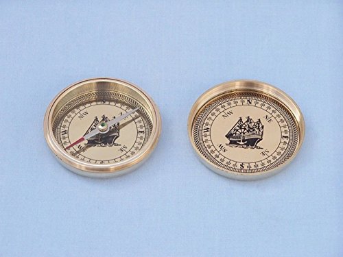 Brújula Sólida de Latón Hampton Nautical con Caja de Madera miniatura 5