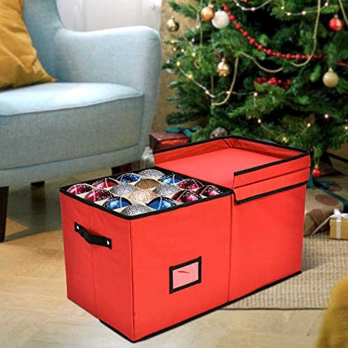 Holiday Cheer Premium Christmas Ornament Storage With 8 Tray – Christmas Storage Container With Dividers Perfect For Holiday Decorations– Fits 128 Holiday Ornaments thumb #1