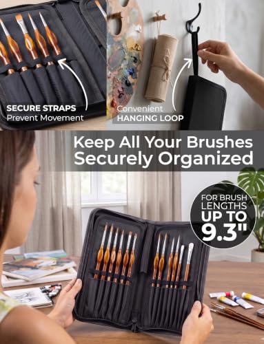 Image of Short Brush Holder & Organizer, Canvas Case 5.4 x 10.7 in, Black (Pack of 2)