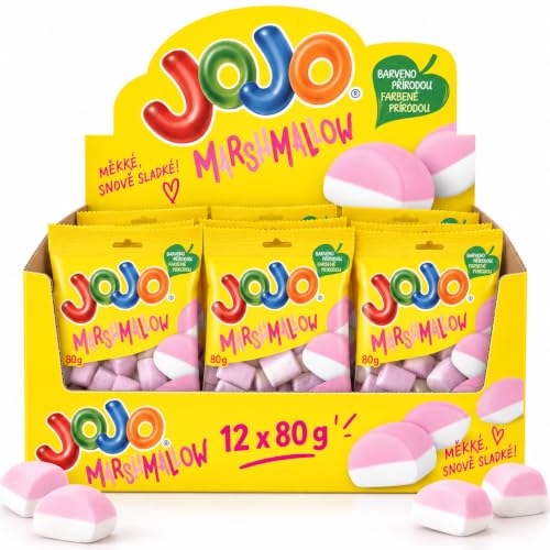 Nestlé JOJO Marshmallow con sabores a fresa y vainilla, 12 × 80 g