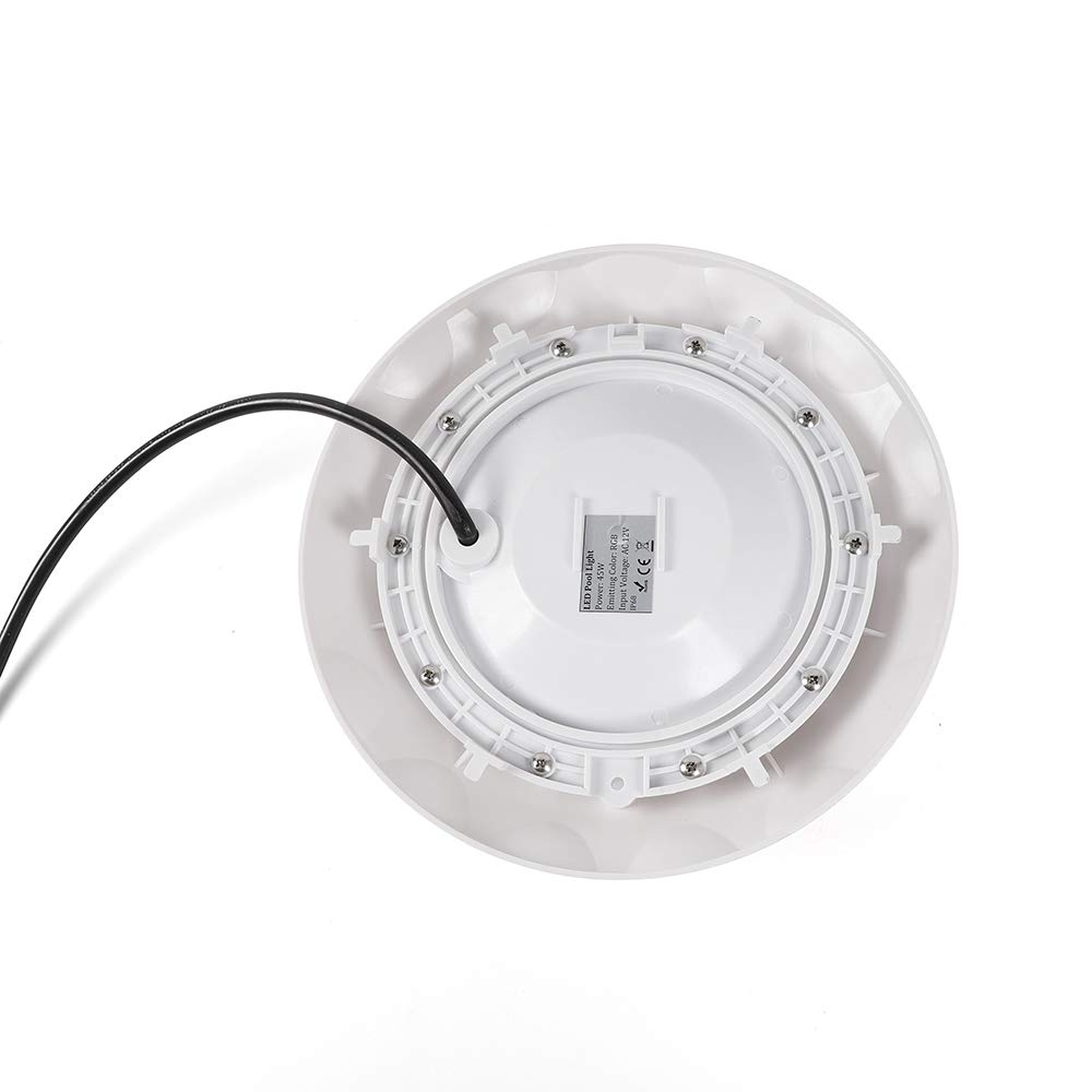 Projecteur LED RVB pour piscine sous-marine - Lumière encastrable - Étanche - Multicolore - Avec télécommande sans fil - Blanc - 12 V 45 W