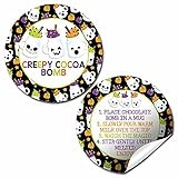 Creepy Cocoa Bomb Halloween Skeleton & Jack O' Lantern Themed Hot Cocoa Bomb Packaging Sticker Labels, Total of 40 2" Circle Stickers (20 Sets of 2) by AmandaCreation