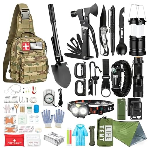Survival Kit, 220Pcs Emergency Survival Gear First Aid Kit Molle System Compatible Outdoor Survival Gear,Emergency Kits with Trauma Bag for Camping Boat Hiking and Adventures, for Men