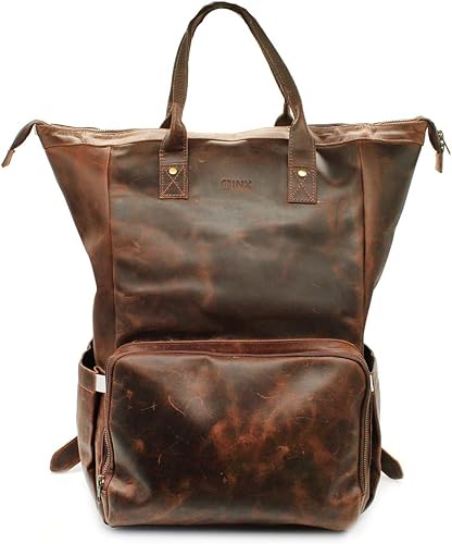 Minx Genuine Leather Amaliya Back Pack Brown